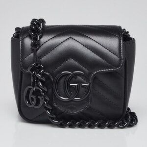 Gucci Black Quilted Leather Marmont Shoulder/Waist Bag